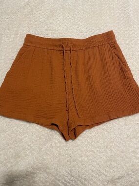 H&M Rust Orange Drawstring Woven Women's Shorts